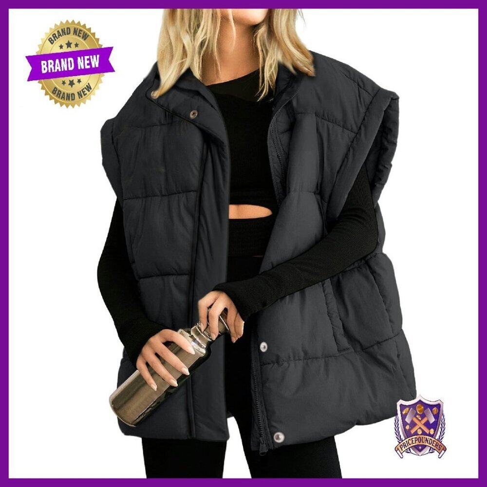 Women's Lightweight Puffer Vest Stand Collar Zip Up Sleeveless Jacket